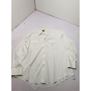 Ely Cattleman Light Weight White Pearl Snap Size XL Long Sleeve W/ Chest Pockets
